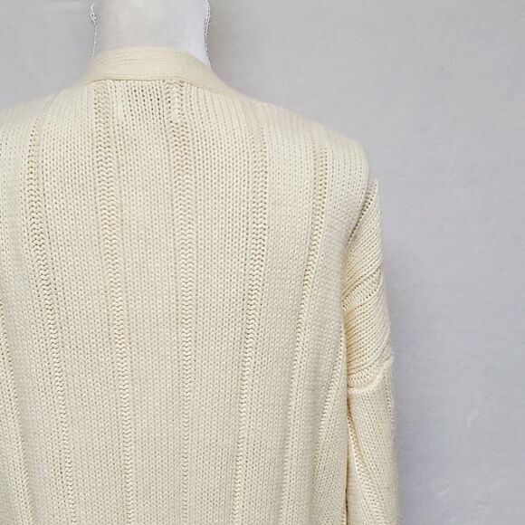 VINTAGE 1970s Brittany Bay Butter Yellow Corded Knit Button Up Cardigan XL - Picture 8 of 11